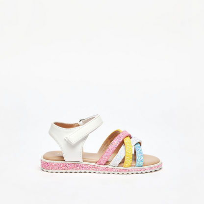 Glittered Cross Strap Sandals with Hook and Loop Closure-Baby Girl%27s Sandals-image-0
