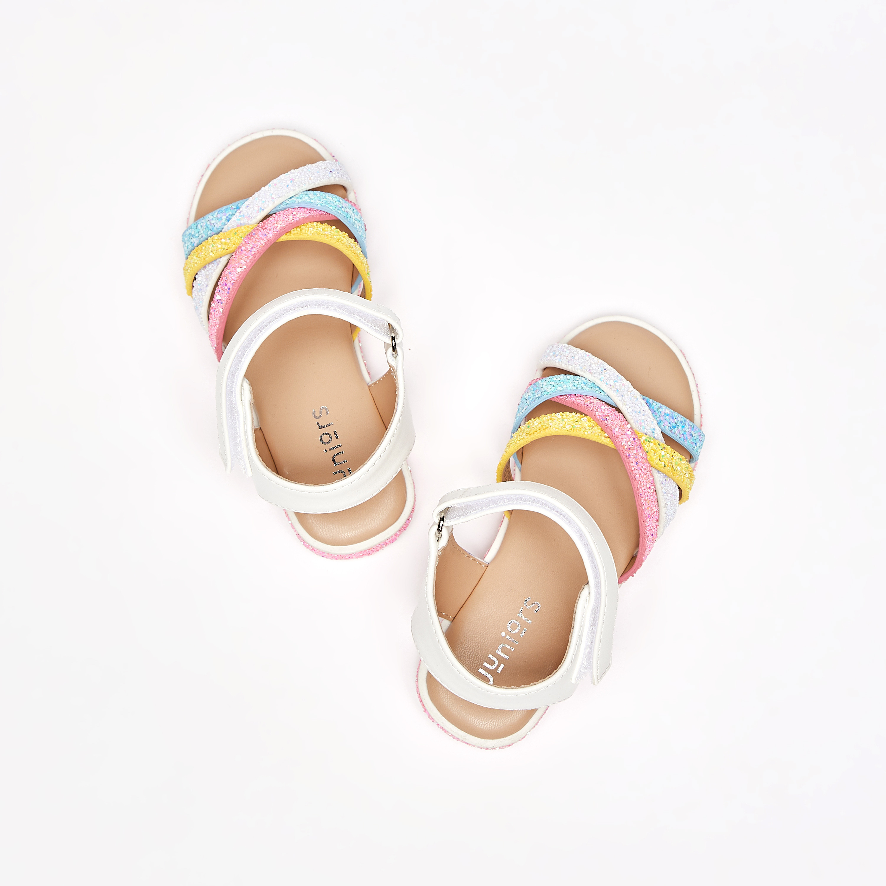 صندل بشريط إغلاق لاصق وحزام جليتر متقاطع-baby-girls-shoes-sandals-image-2