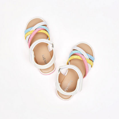 Glittered Cross Strap Sandals with Hook and Loop Closure-Baby Girl%27s Sandals-image-1