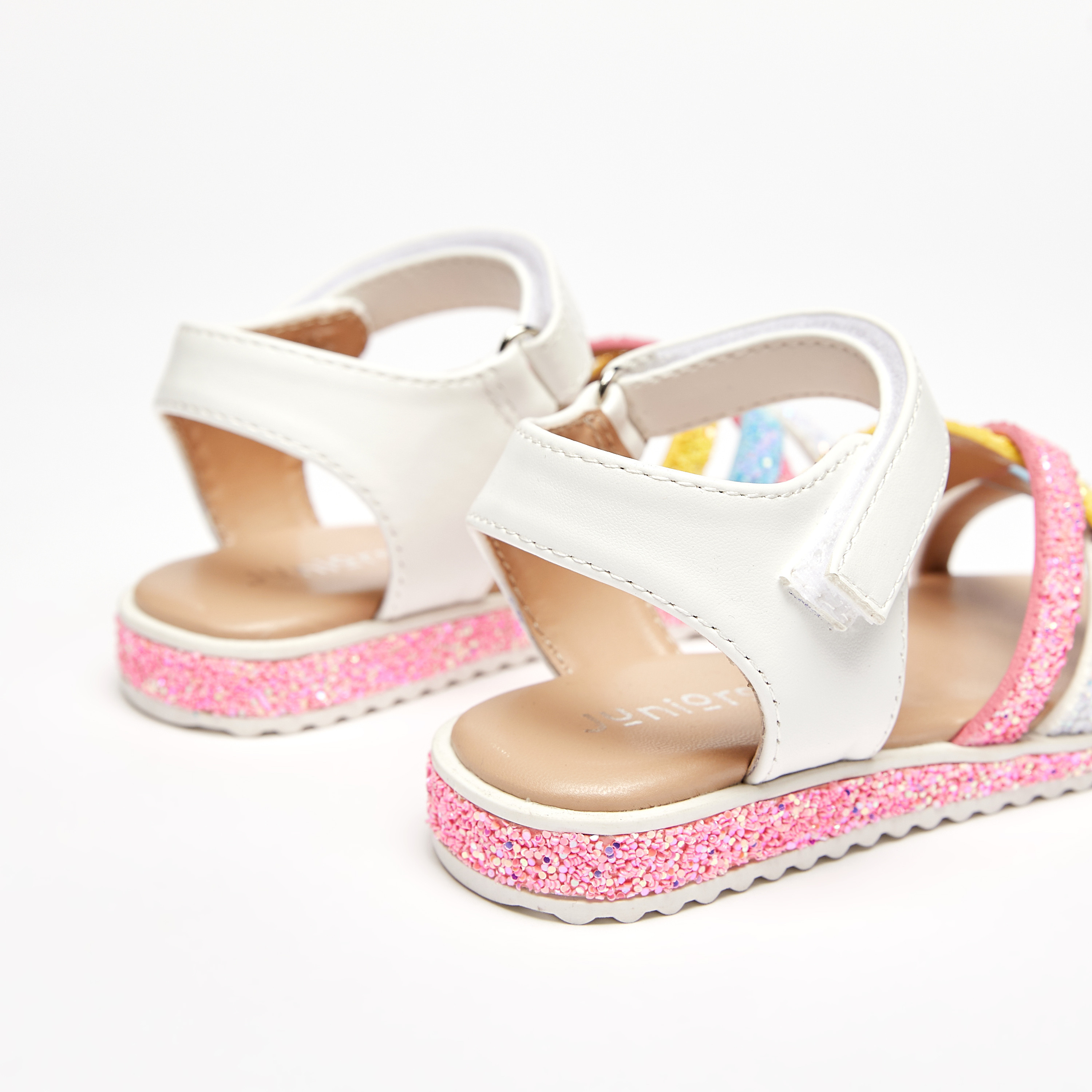 صندل بشريط إغلاق لاصق وحزام جليتر متقاطع-baby-girls-shoes-sandals-image-3