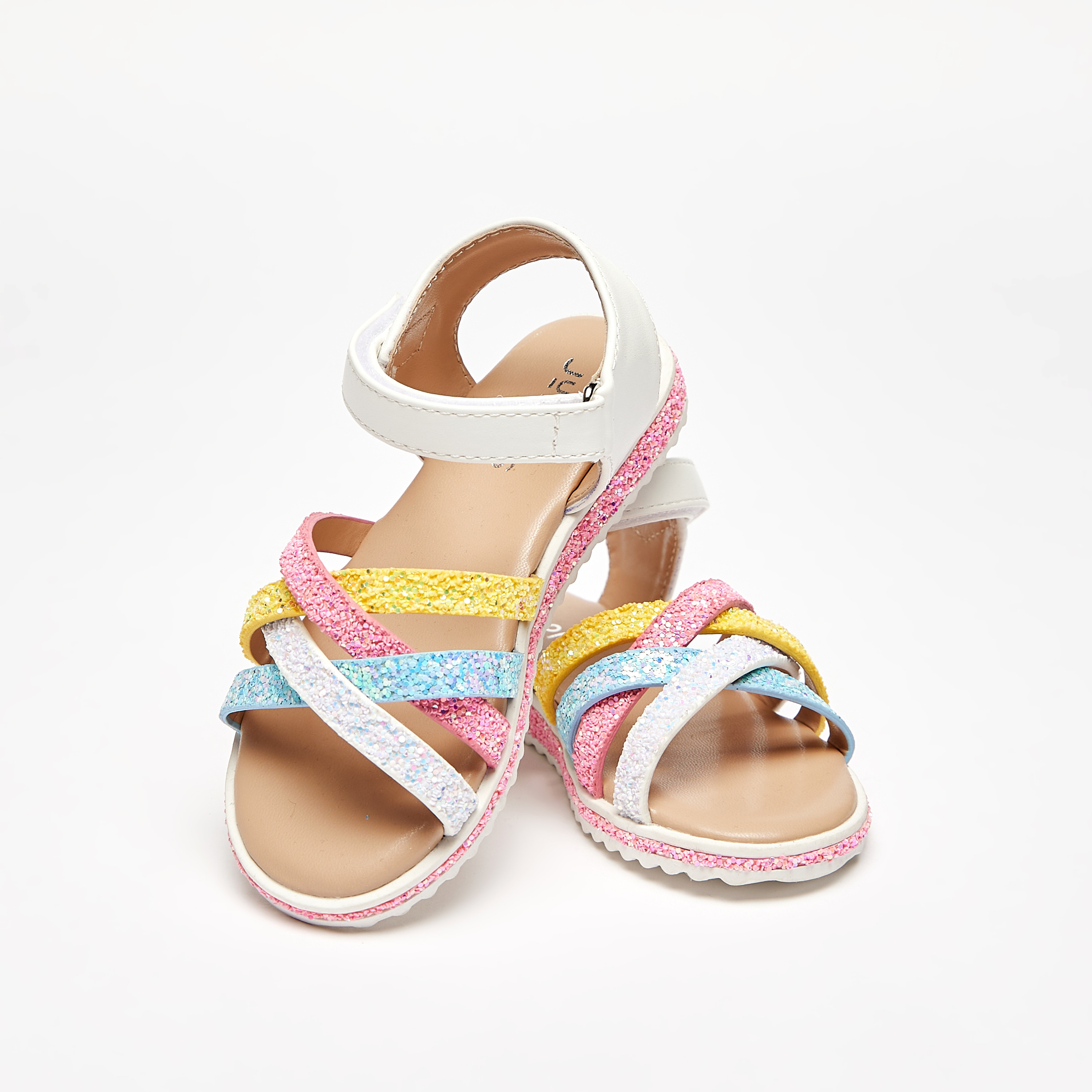 صندل بشريط إغلاق لاصق وحزام جليتر متقاطع-baby-girls-shoes-sandals-image-4