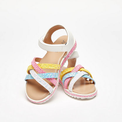Glittered Cross Strap Sandals with Hook and Loop Closure-Baby Girl%27s Sandals-image-3