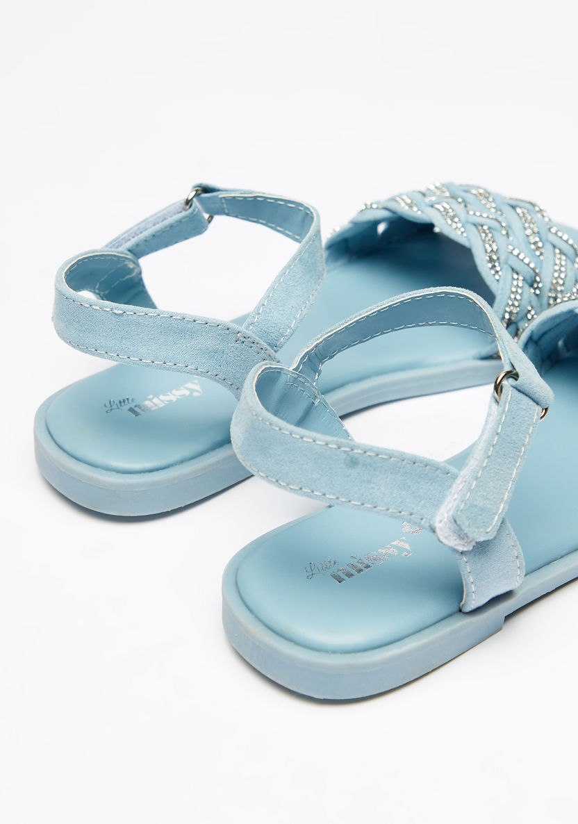 Little Missy Braided Flat Sandals with Hook and Loop Closure-Girl%27s Sandals-image-2