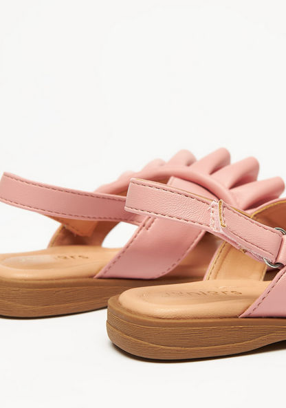 Juniors Ruffle Accented Sandals with Hook and Loop Closure