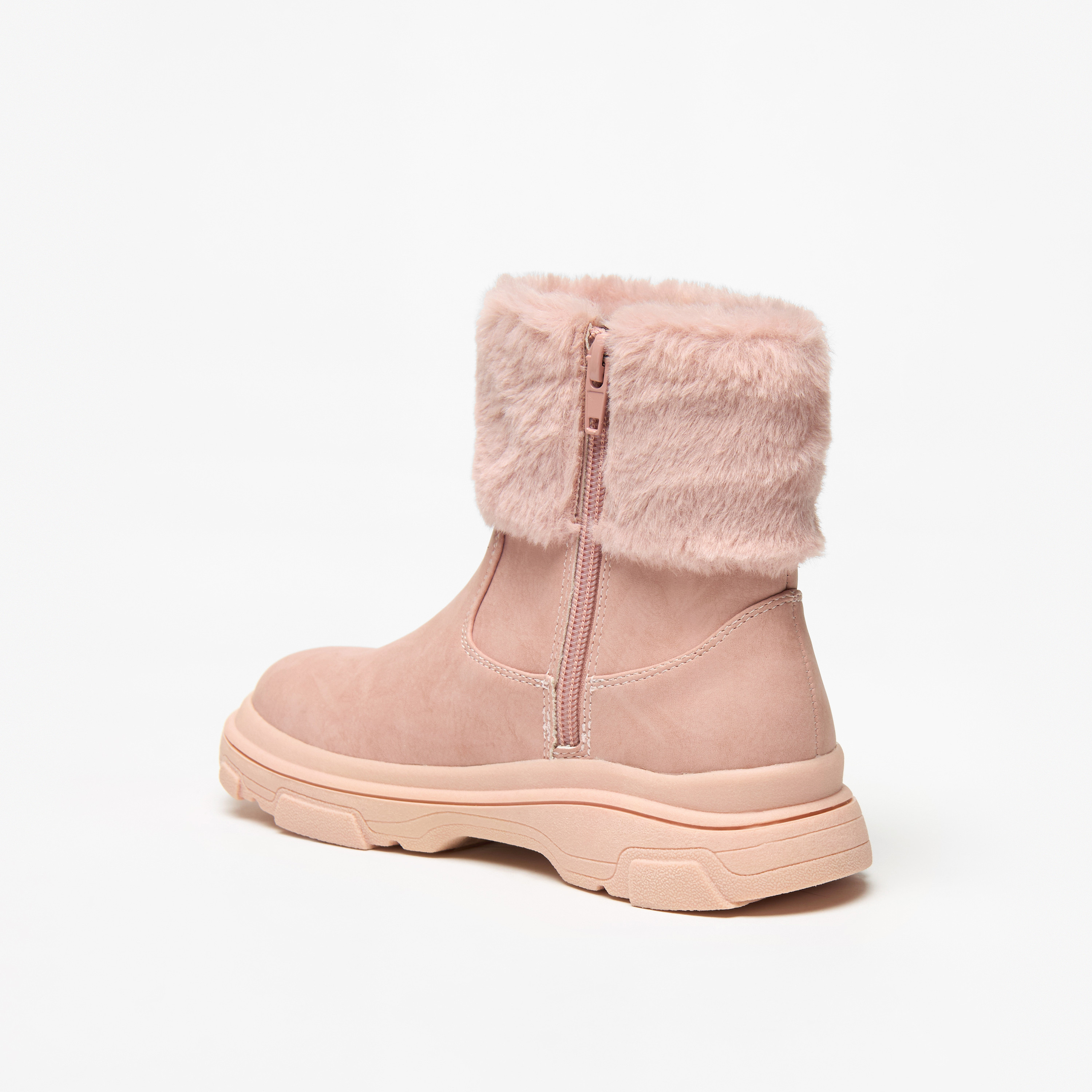 Little Missy Plush Detail Ankle Boots with Zip Closure-girls-shoes-boots-image-2