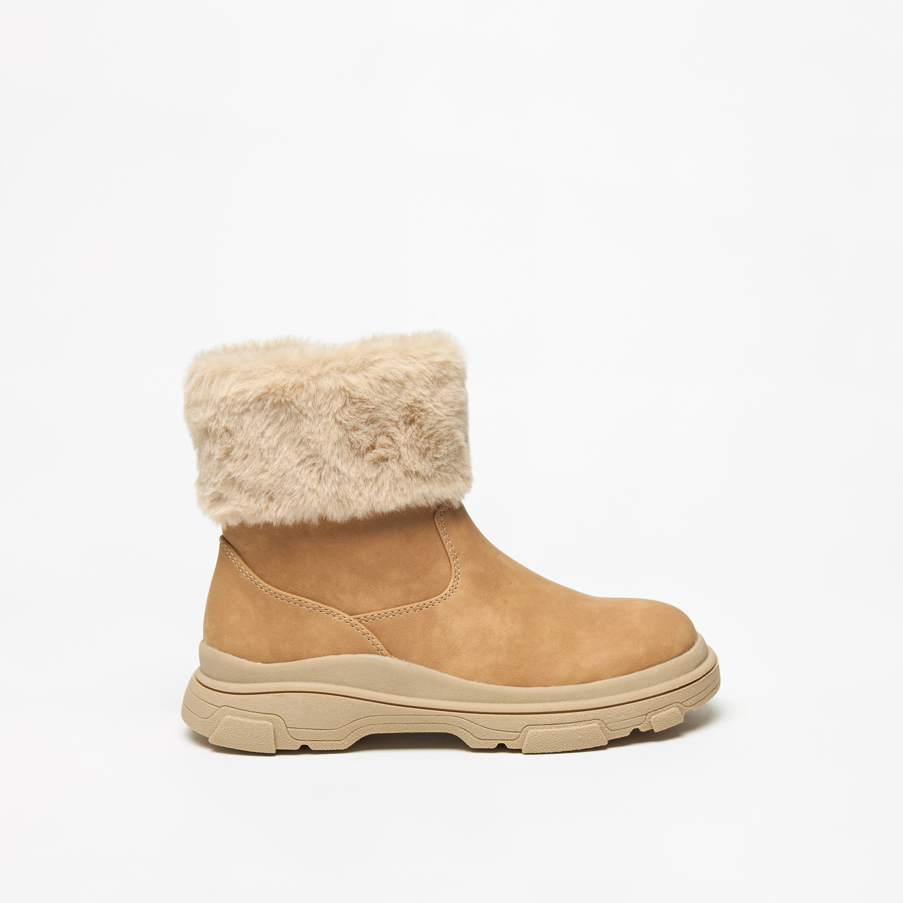 Little Missy Plush Detail Ankle Boots with Zip Closure-girls-shoes-boots-image-3