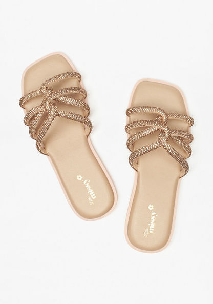 Little Missy Embellished Strap Slide Sandals
