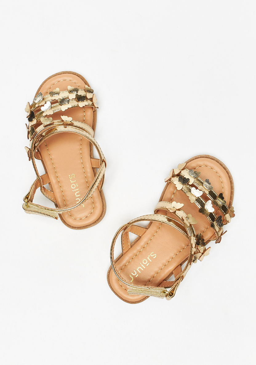 Juniors Butterfly Applique Strap Sandals with Hook and Loop Closure-Girl%27s Sandals-image-1