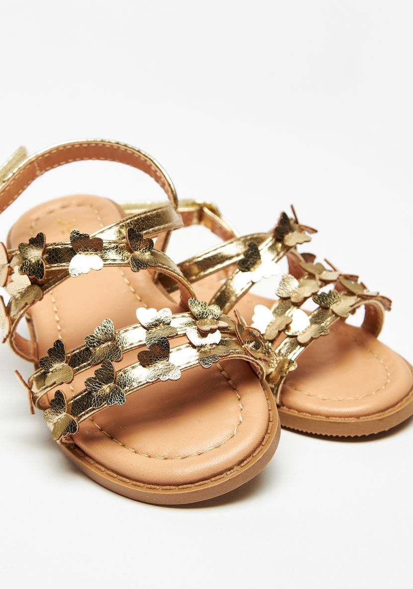 Juniors Butterfly Applique Strap Sandals with Hook and Loop Closure-Girl%27s Sandals-image-3