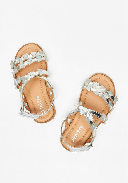 Juniors Butterfly Applique Strap Sandals with Hook and Loop Closure