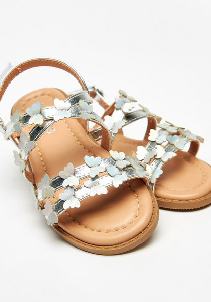 Juniors Butterfly Applique Strap Sandals with Hook and Loop Closure