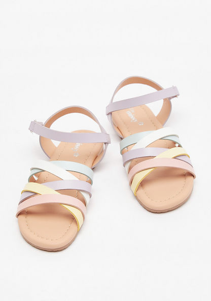 Little Missy Solid Cross-Strap Sandals with Hook and Loop Closure-Girl%27s Sandals-image-1