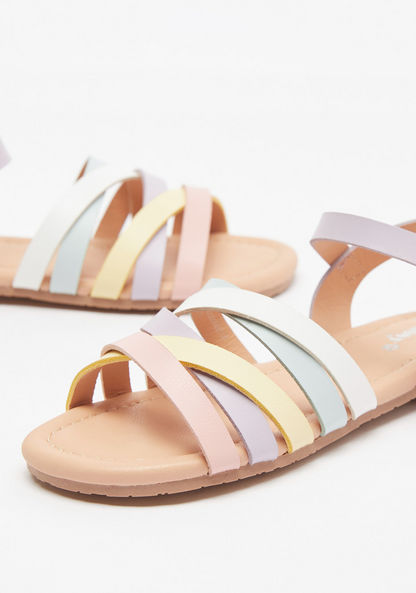 Little Missy Solid Cross-Strap Sandals with Hook and Loop Closure-Girl%27s Sandals-image-3