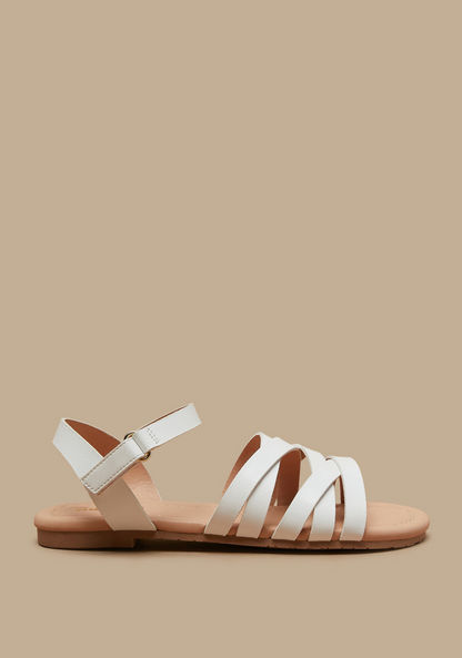 Little Missy Solid Cross-Strap Sandals with Hook and Loop Closure-Girl%27s Sandals-image-0