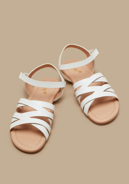 Little Missy Solid Cross-Strap Sandals with Hook and Loop Closure-Girl%27s Sandals-image-1