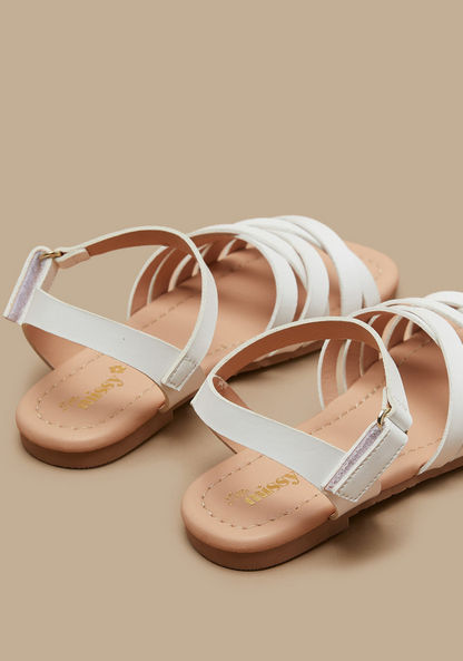 Little Missy Solid Cross-Strap Sandals with Hook and Loop Closure-Girl%27s Sandals-image-2