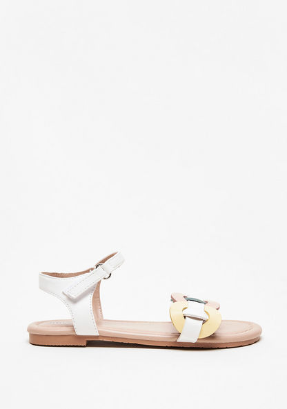Little Missy Strap Link Detail Sandals with Hook and Loop Closure-Girl%27s Sandals-image-0