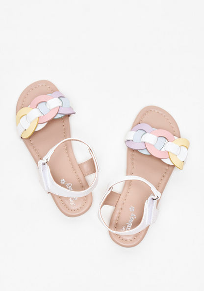 Little Missy Strap Link Detail Sandals with Hook and Loop Closure