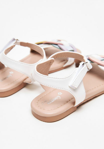 Little Missy Strap Link Detail Sandals with Hook and Loop Closure-Girl%27s Sandals-image-2