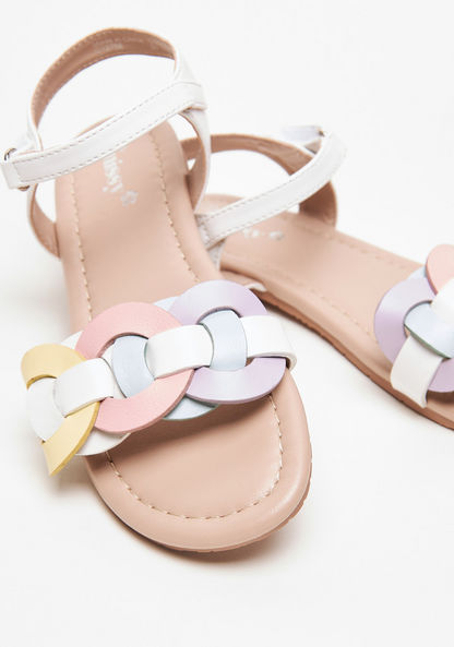 Little Missy Strap Link Detail Sandals with Hook and Loop Closure-Girl%27s Sandals-image-3