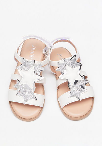 Juniors Star Applique Starp Sandals with Hook and Loop Closure-Girl%27s Sandals-image-1