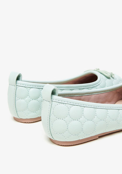 Little Missy Quilted Ballerina Shoes with Bow Detail-Girl%27s Ballerinas-image-2