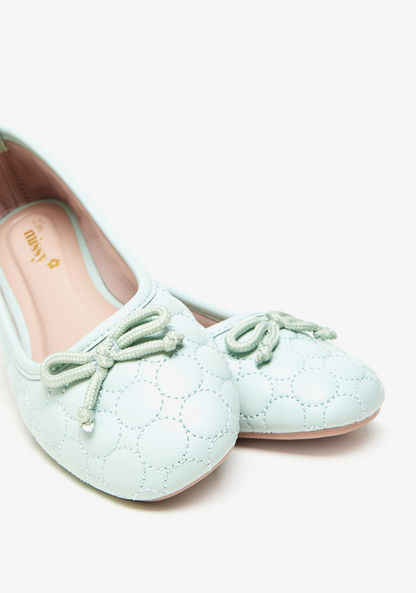 Little Missy Quilted Ballerina Shoes with Bow Detail