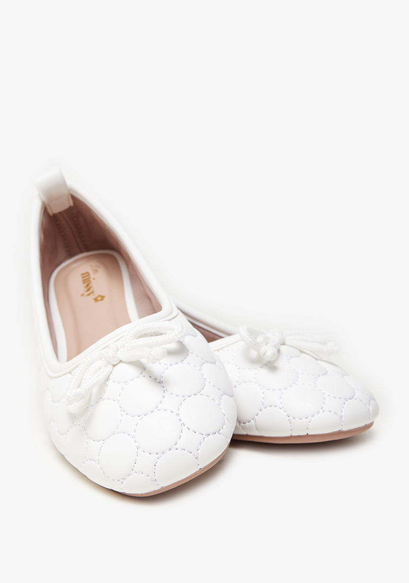 Little Missy Quilted Ballerina Shoes with Bow Detail-Girl%27s Ballerinas-image-3