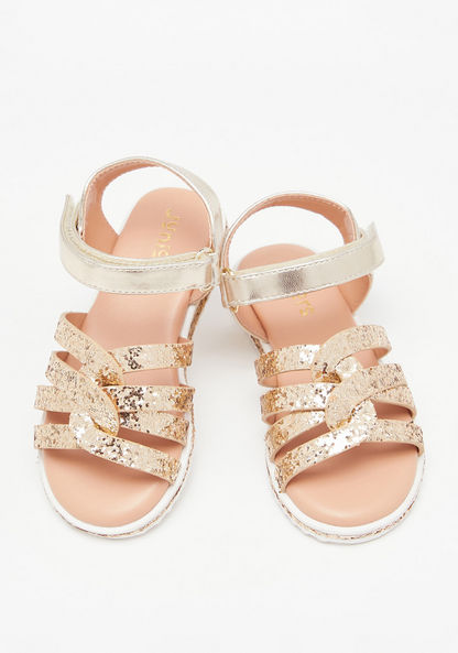 Juniors Glitter Detail Sandals with Hook and Loop Closure