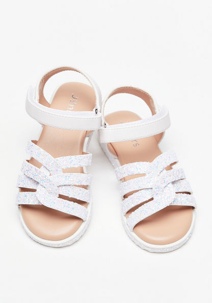 Juniors Glitter Detail Sandals with Hook and Loop Closure