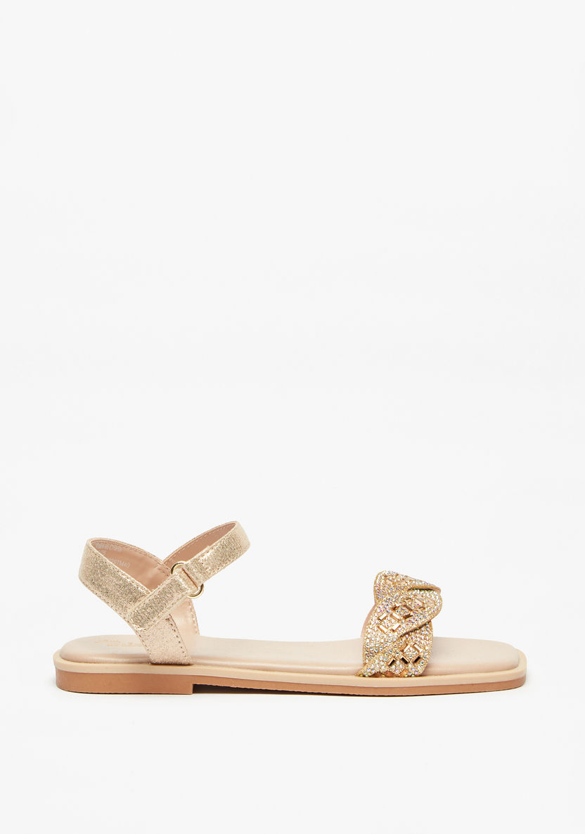 Little Missy Embellished Sandals with Hook and Loop Closure-Girl%27s Sandals-image-0