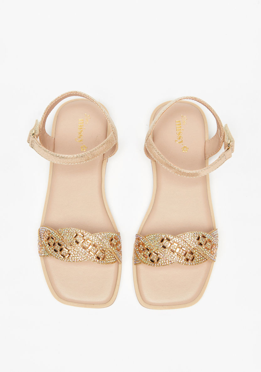 Little Missy Embellished Sandals with Hook and Loop Closure-Girl%27s Sandals-image-2