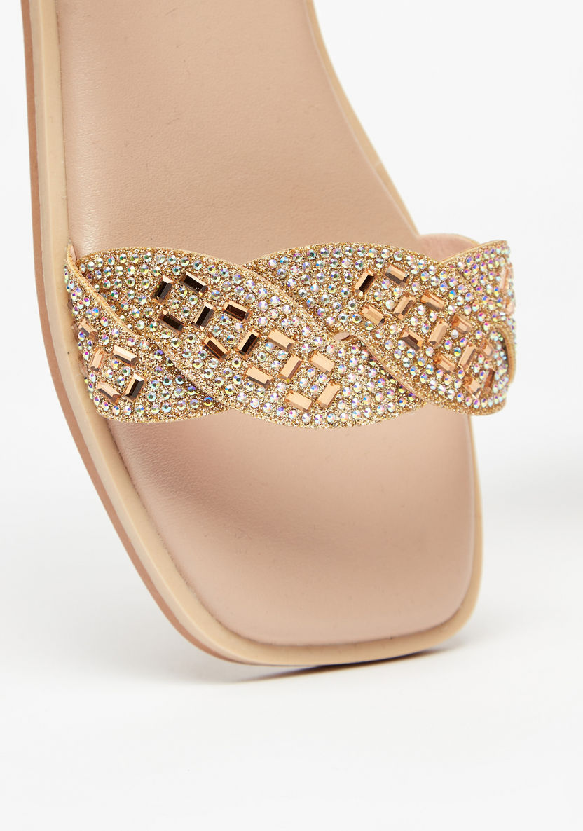 Little Missy Embellished Sandals with Hook and Loop Closure-Girl%27s Sandals-image-3
