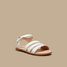 Little Missy Solid Sandals with Hook and Loop Closure