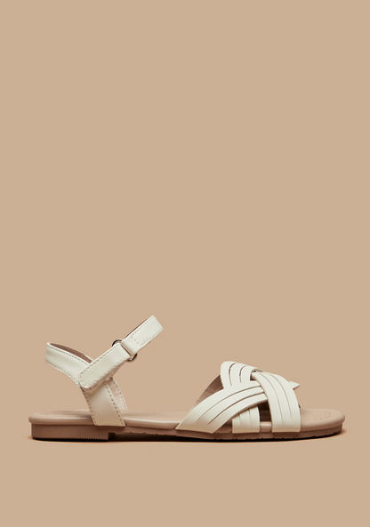 Little Missy Iridescent Slip-On Strap Sandals with Hook and Loop Closure