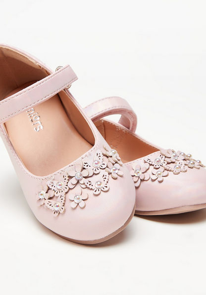 Juniors Butterfly Embellished Mary Jane Shoes with Hook and Loop Closure-Girl%27s Casual Shoes-image-3