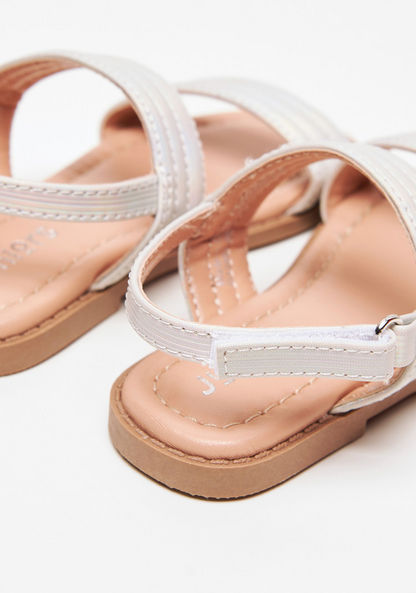 Juniors Stitch Detail Strap Sandals with Hook and Loop Closure-Girl%27s Sandals-image-2