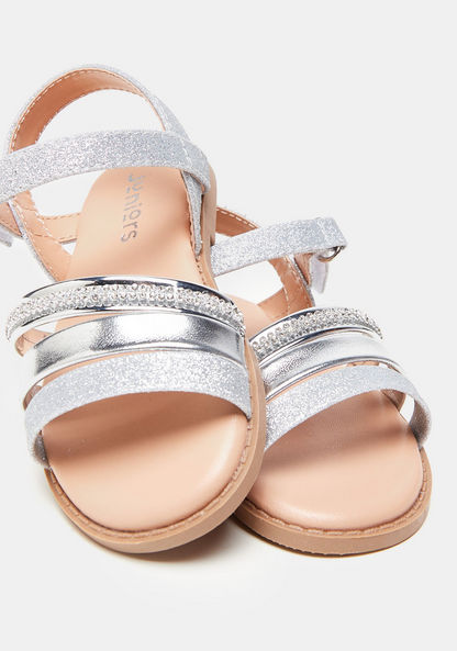 Juniors Embellished Strappy Sandals with Hook and Loop Closure
