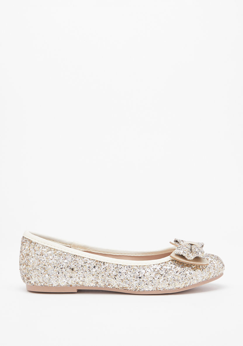 Little Missy Embellished Round Toe Ballerina Shoes with Bow Accent-Girl%27s Ballerinas-image-0