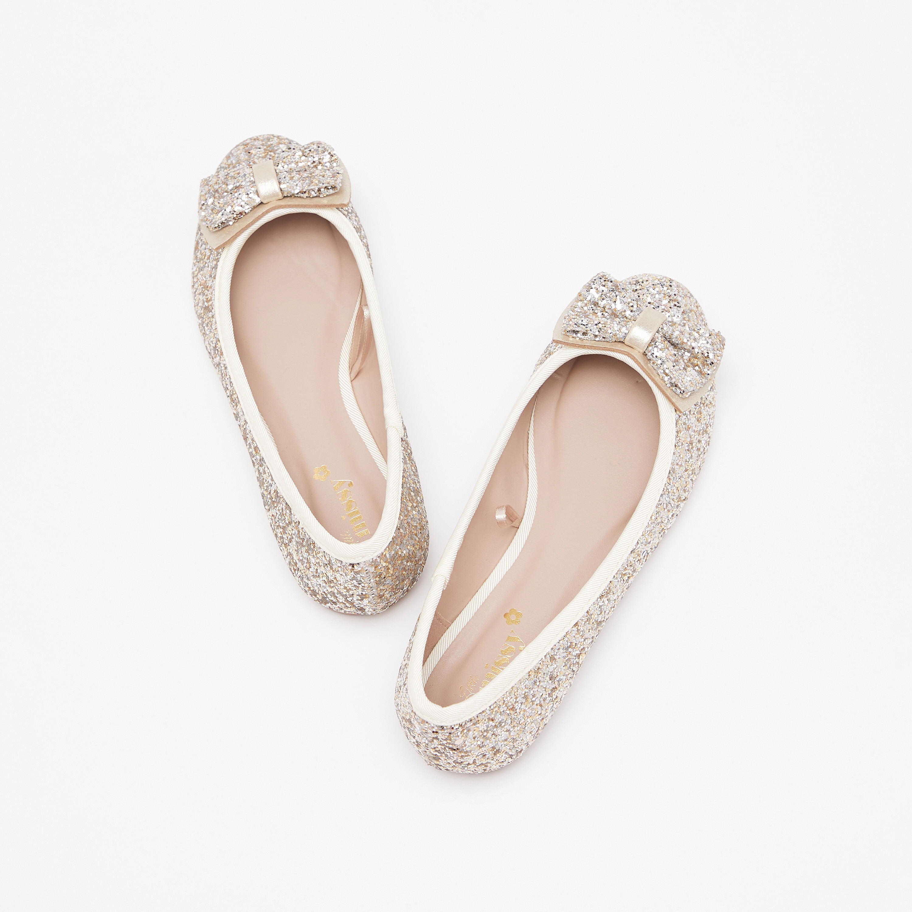 Shop Little Missy Embellished Round Toe Ballerina Shoes with Bow