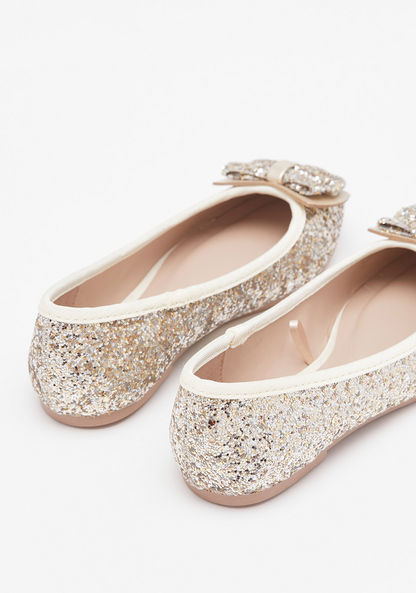 Little Missy Embellished Round Toe Ballerina Shoes with Bow Accent