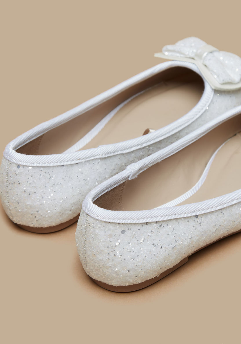 Little Missy Embellished Round Toe Ballerina Shoes with Bow Accent-Girl%27s Ballerinas-image-2