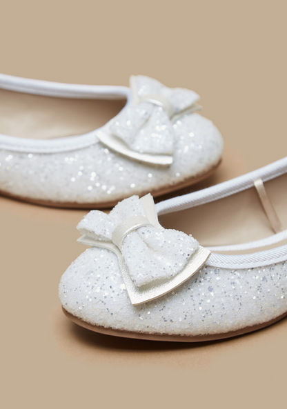 Little Missy Embellished Round Toe Ballerina Shoes with Bow Accent-Girl%27s Ballerinas-image-3
