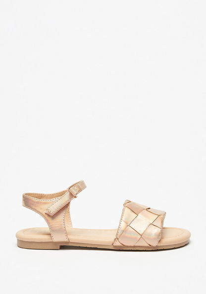 Little Missy Iridescent Weave Textured Sandals with Hook and Loop Closure-Girl%27s Sandals-image-0