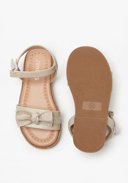 Juniors Bow Accent Sandals with Hook and Loop Closure-Girl%27s Sandals-image-3