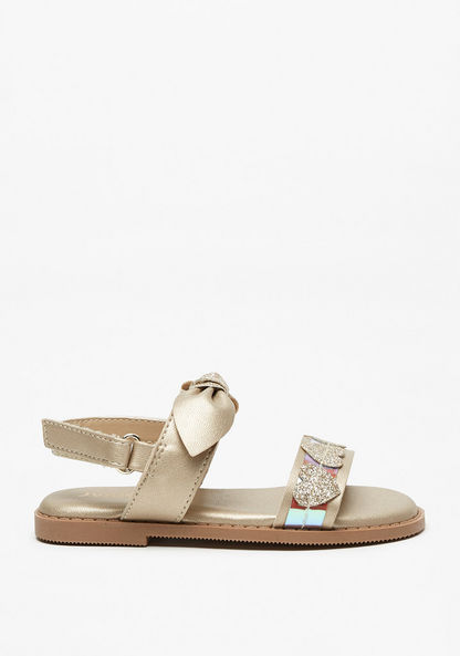 Juniors Glitter Detail Sandals with Hook and Loop Closure-Girl%27s Sandals-image-2