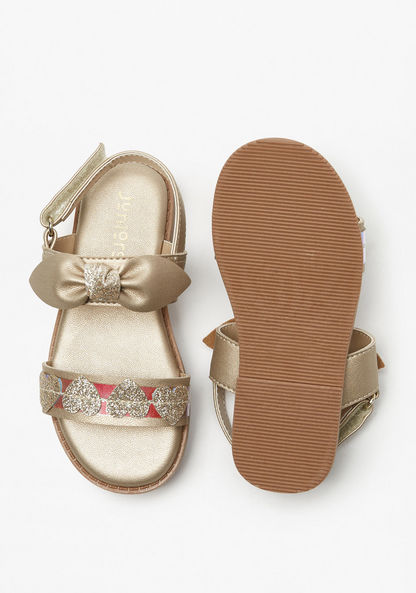 Juniors Glitter Detail Sandals with Hook and Loop Closure-Girl%27s Sandals-image-3
