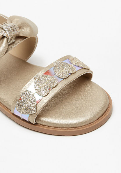 Juniors Glitter Detail Sandals with Hook and Loop Closure-Girl%27s Sandals-image-4