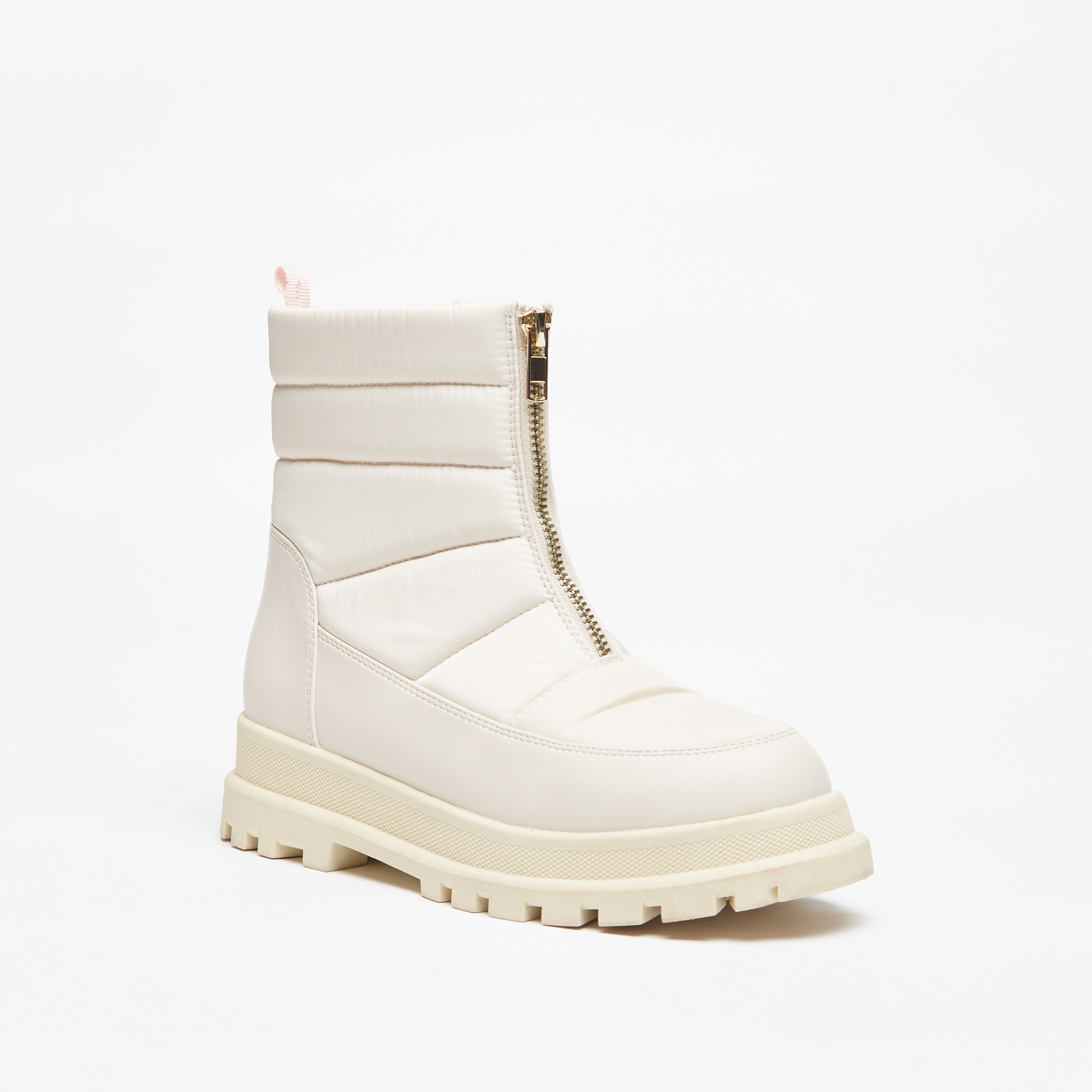 Little Missy Textured High Cut Boots with Zip Closure and Pull Tabs-girls-shoes-boots-image-1