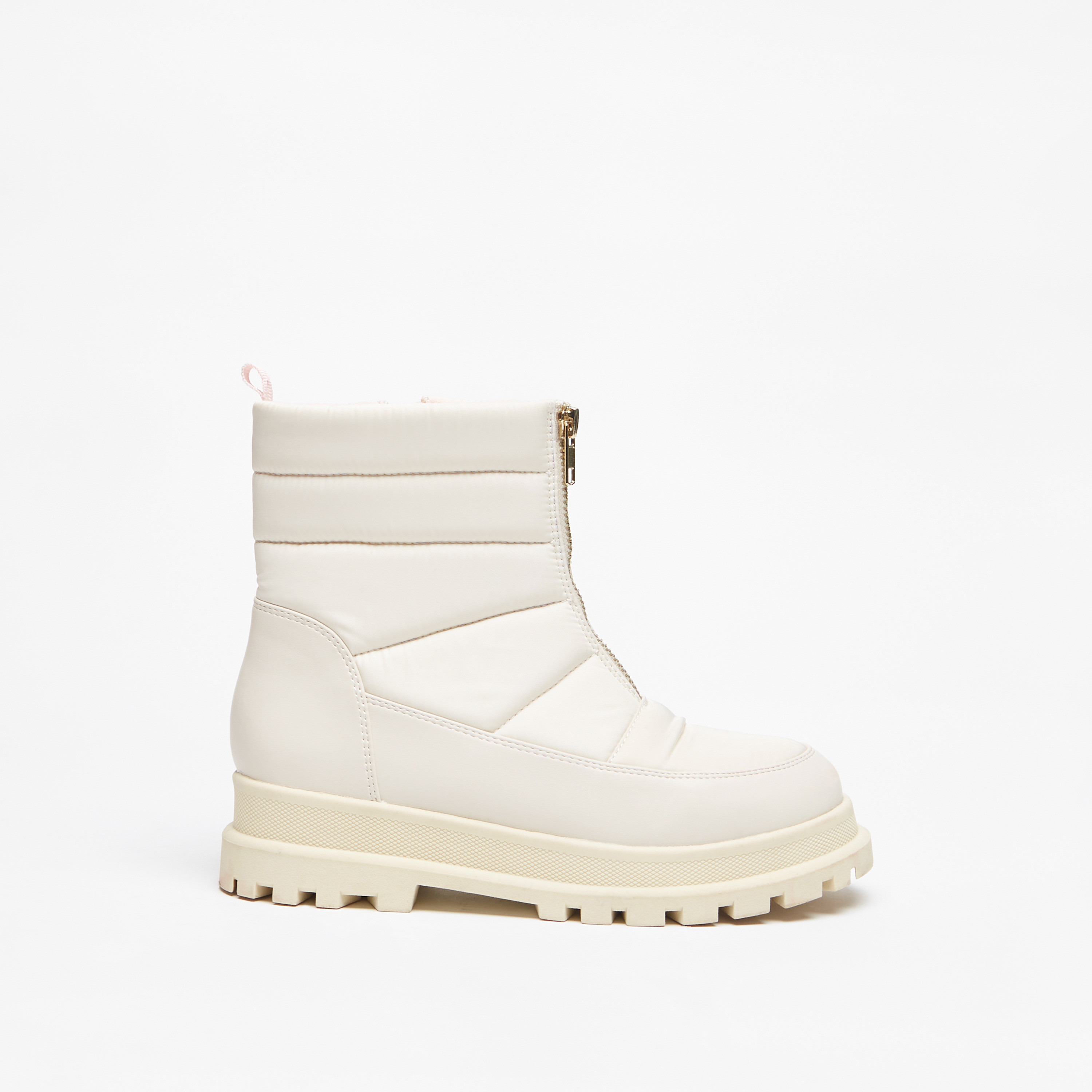 Little Missy Textured High Cut Boots with Zip Closure and Pull Tabs-girls-shoes-boots-image-2